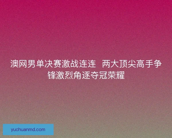 澳网男单决赛激战连连  两大顶尖高手争锋激烈角逐夺冠荣耀